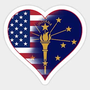 State of Indiana Flag and American Flag Fusion Design Sticker